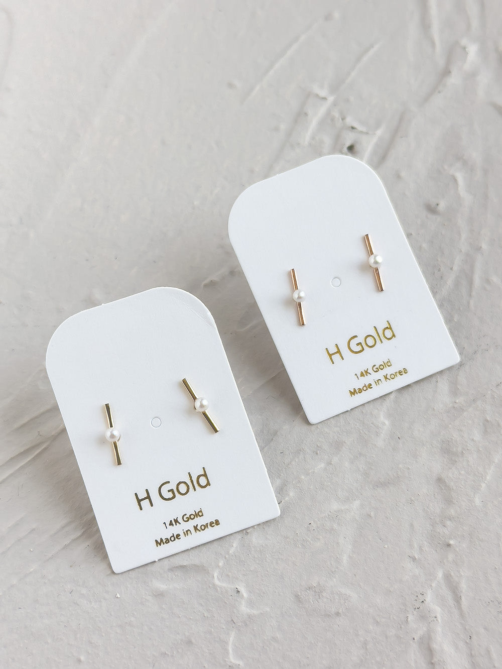 14k Pearl Bar Earrings