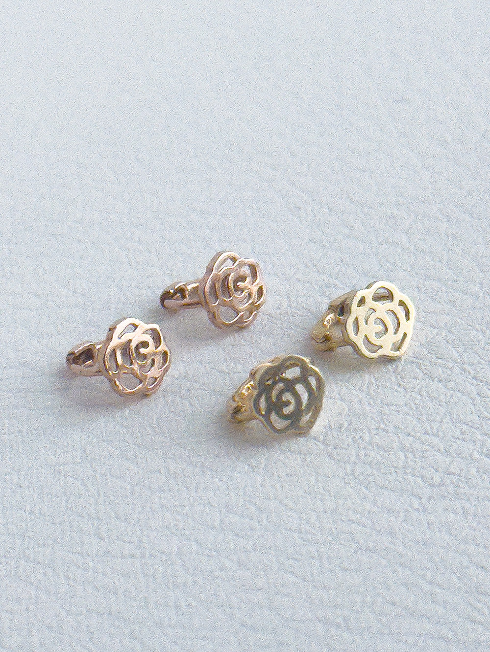 14k Gold Rose Hoop one touch Earrings