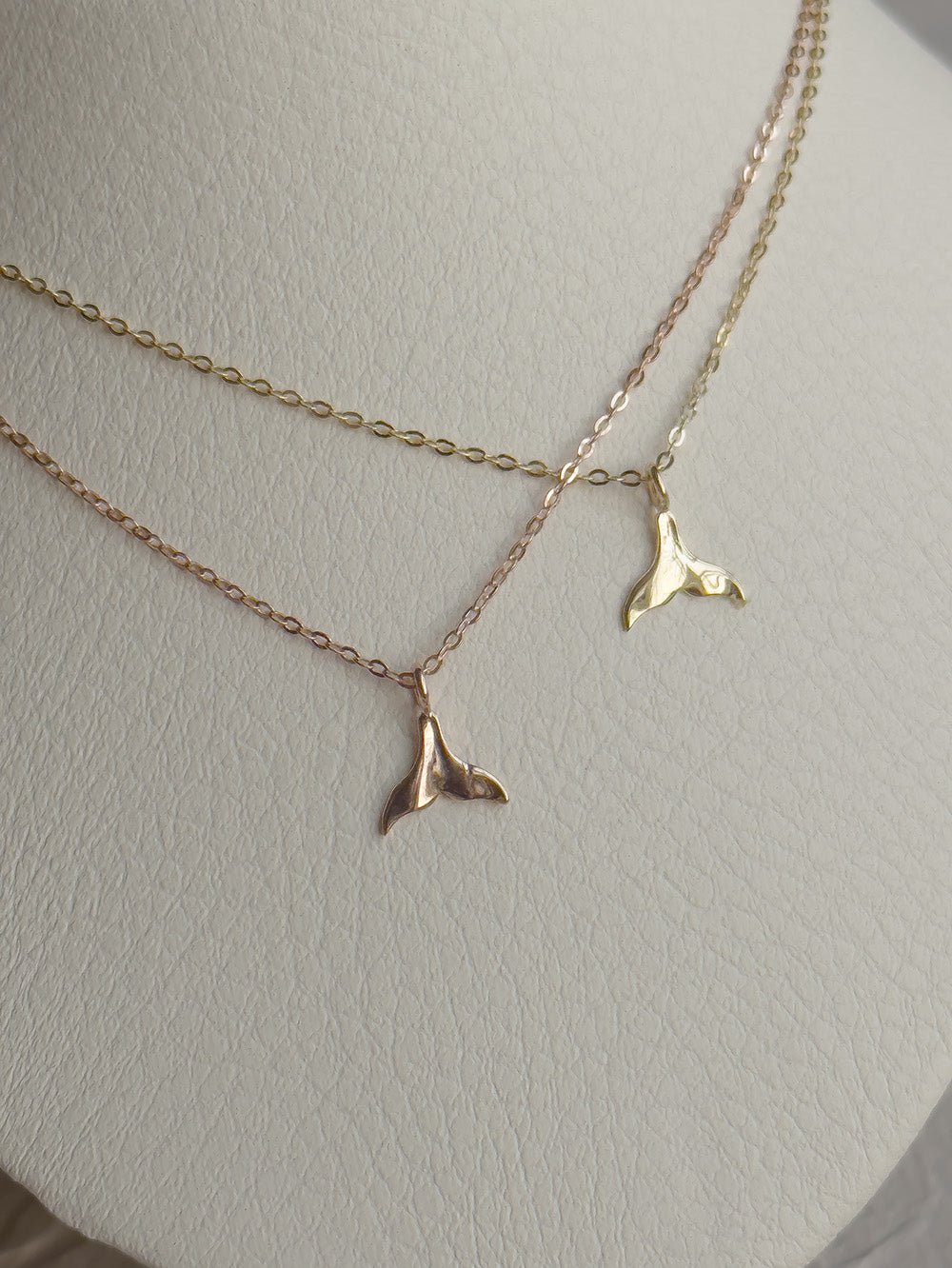 Minimalist 14k Gold Whale Tail Necklace