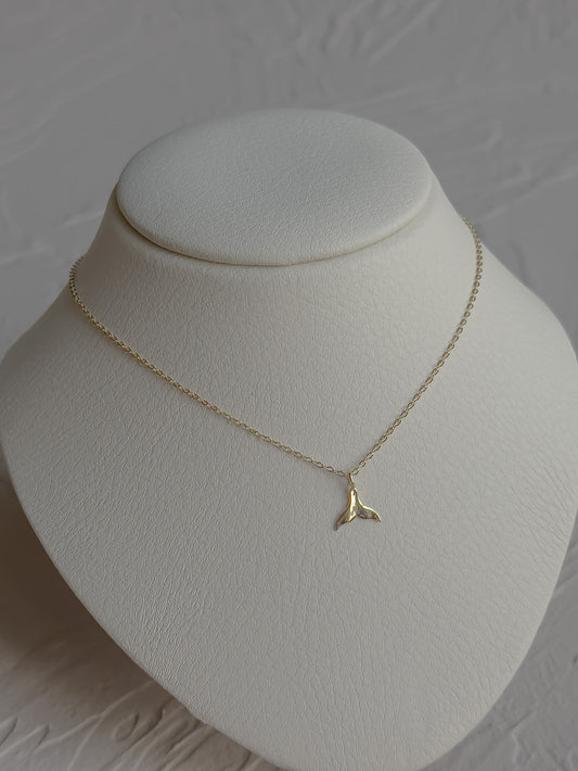 Minimalist 14k Gold Whale Tail Necklace