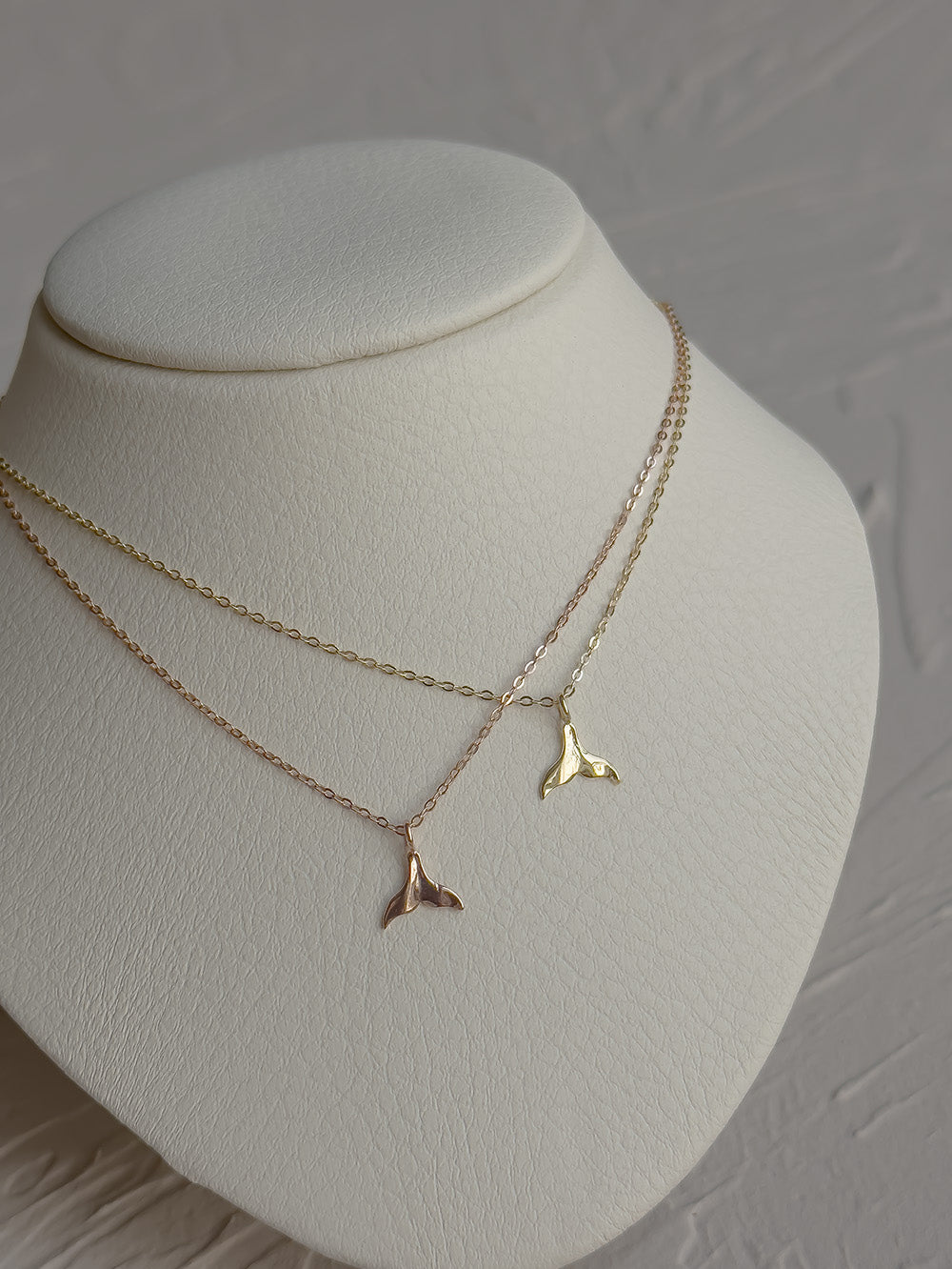 Minimalist 14k Gold Whale Tail Necklace