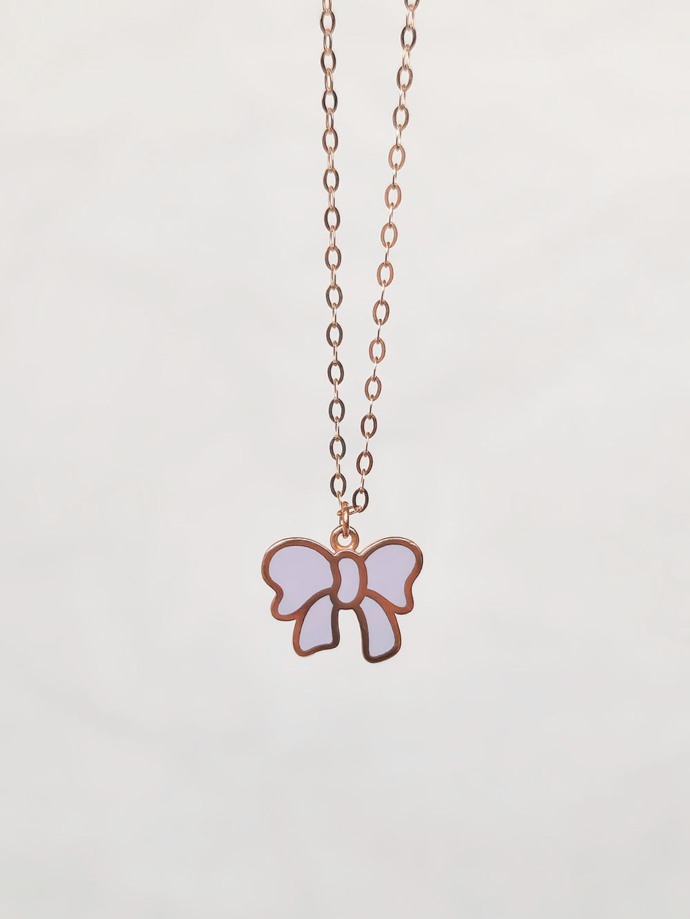 14k Rose Gold Epoxy Bow Necklace