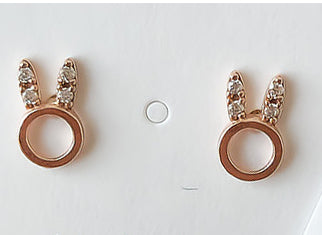 14k Gold Cubic Bunny Earrings