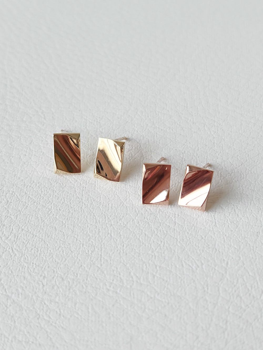 14k Gold Rectangular Curved Earrings