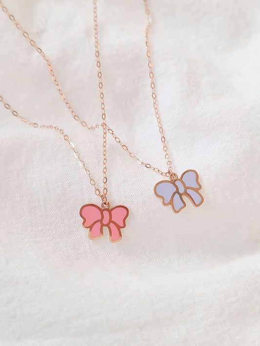 14k Rose Gold Epoxy Bow Necklace