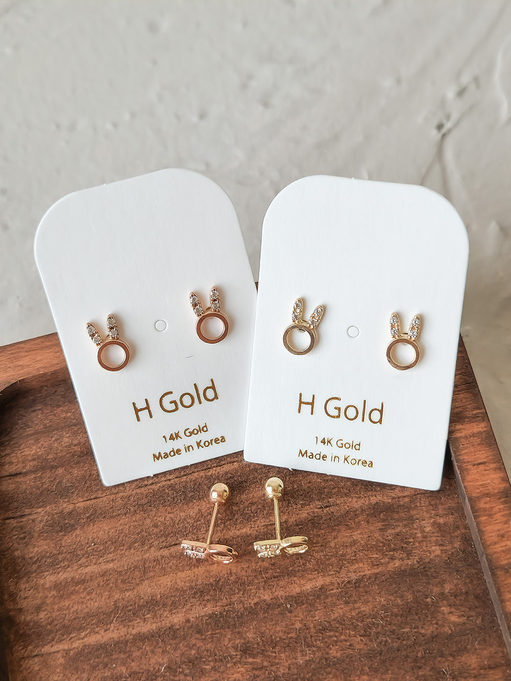 14k Gold Cubic Bunny Earrings