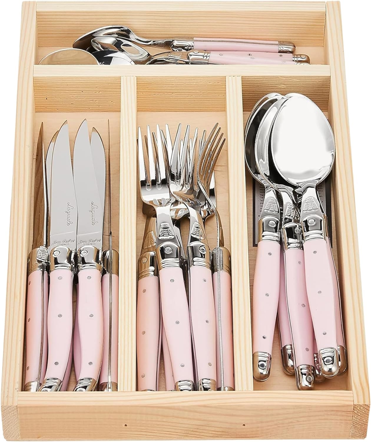 Jean Dubost 24 Pc Everyday Flatware Set Pink