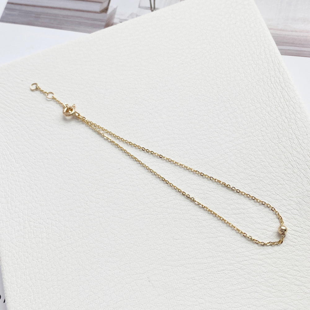 14k Gold one Ball Chain Bracelet