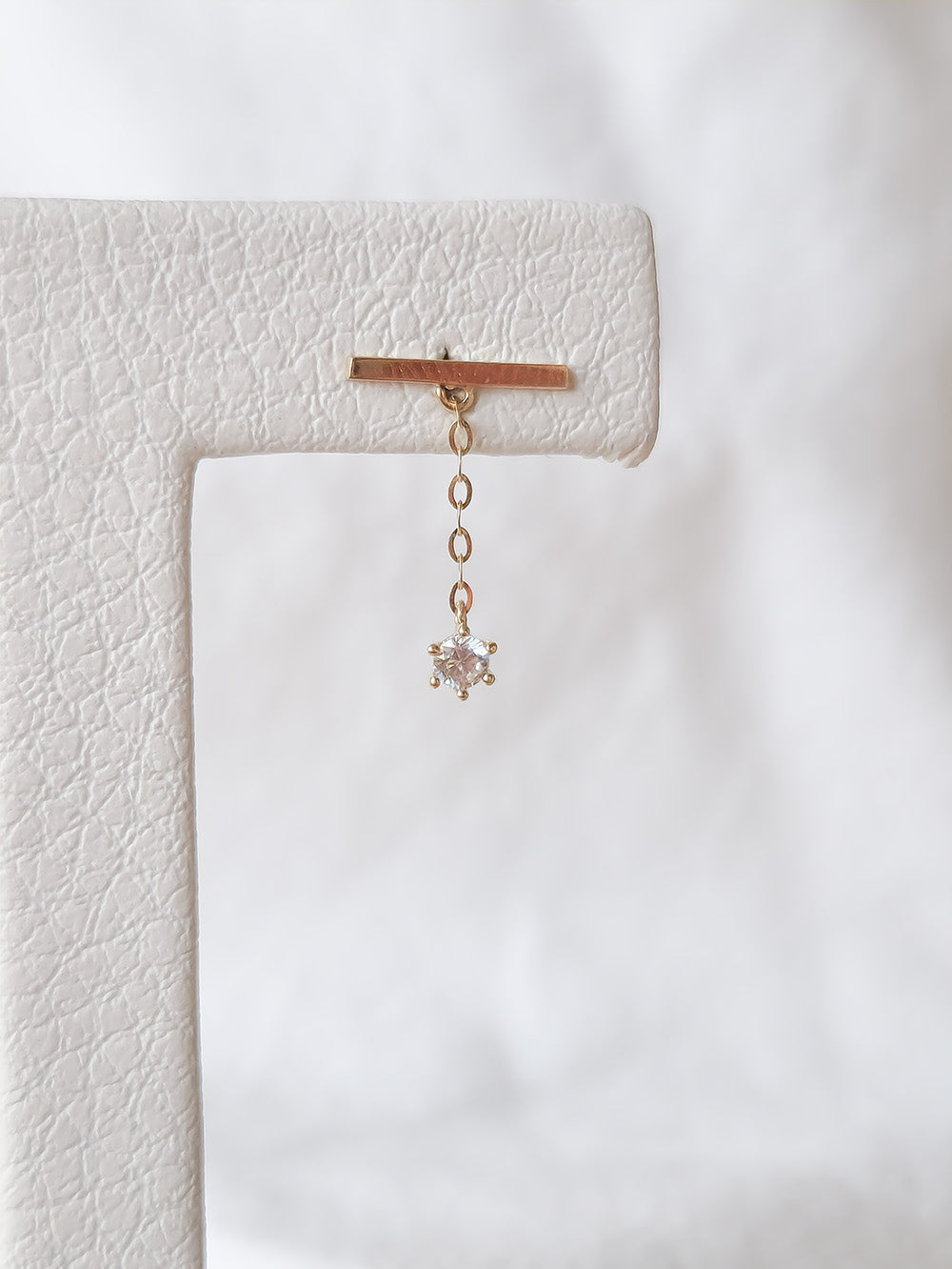 14k Gold Bar Drop Earrings with Cubic Zirconia