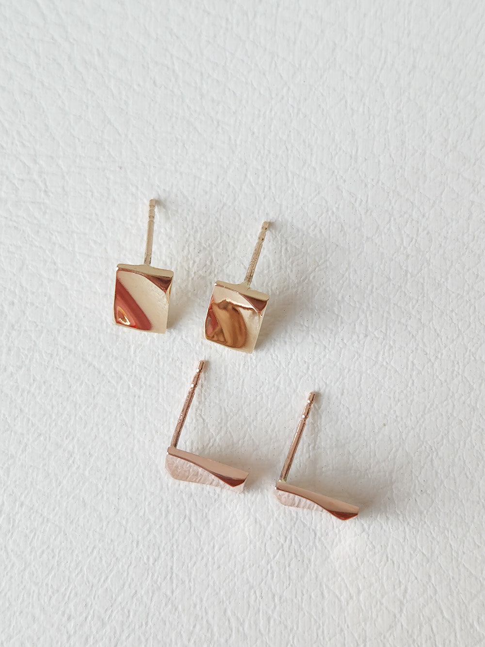 14k Gold Rectangular Curved Earrings