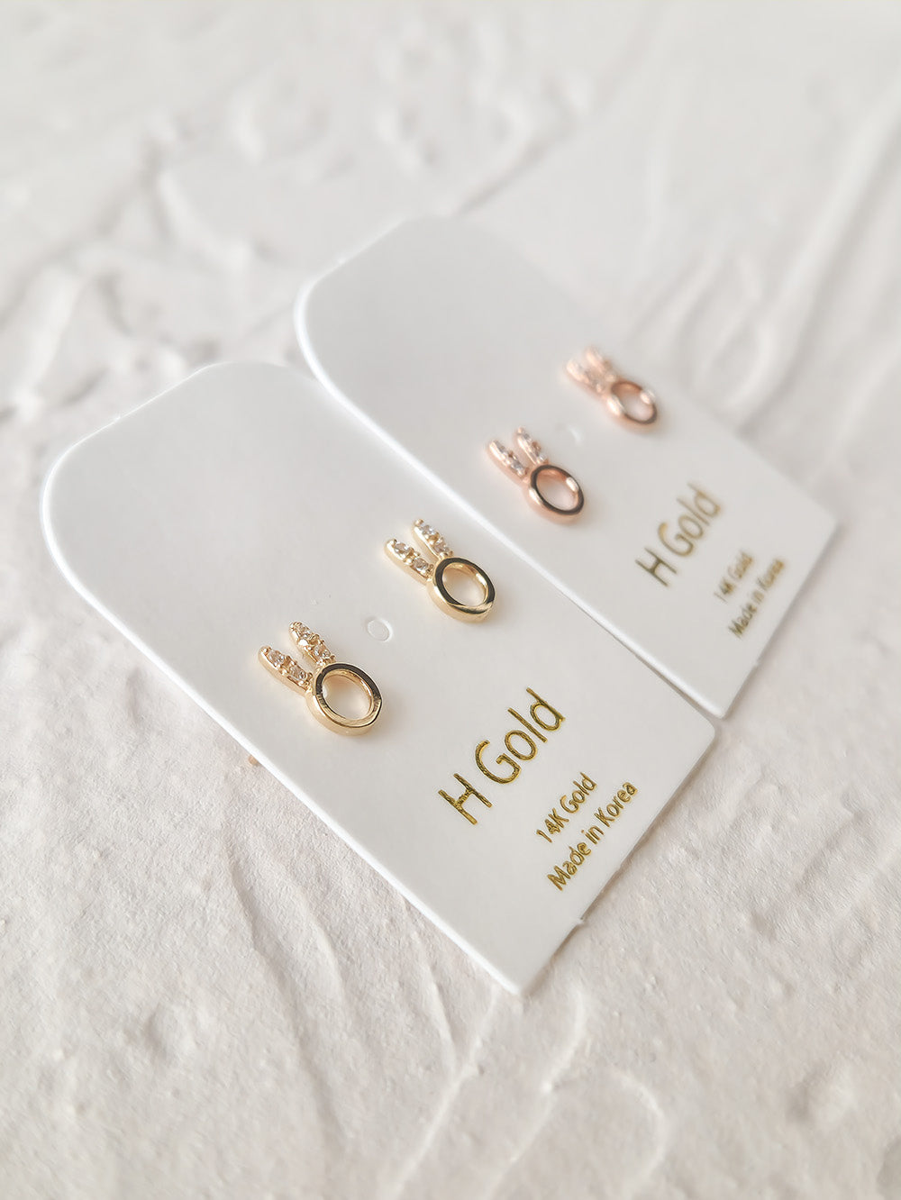 14k Gold Cubic Bunny Earrings