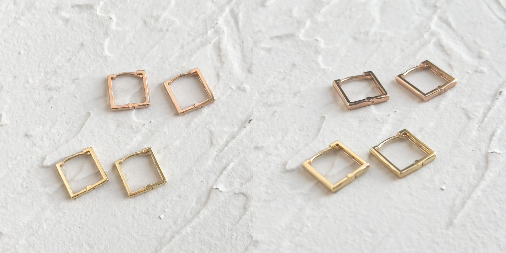 14K Gold Chic Square Earrings