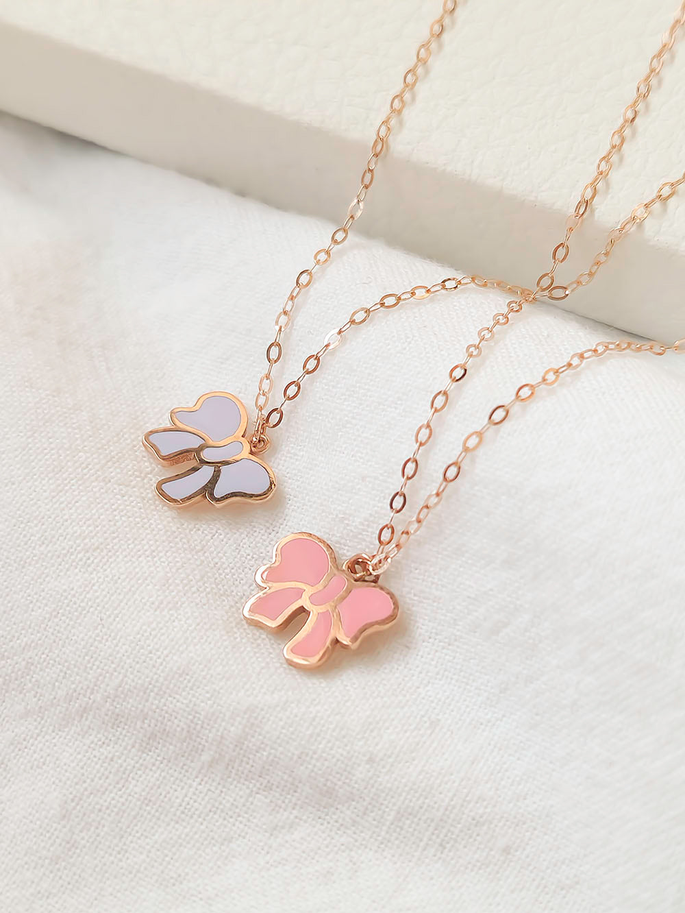 14k Rose Gold Epoxy Bow Necklace