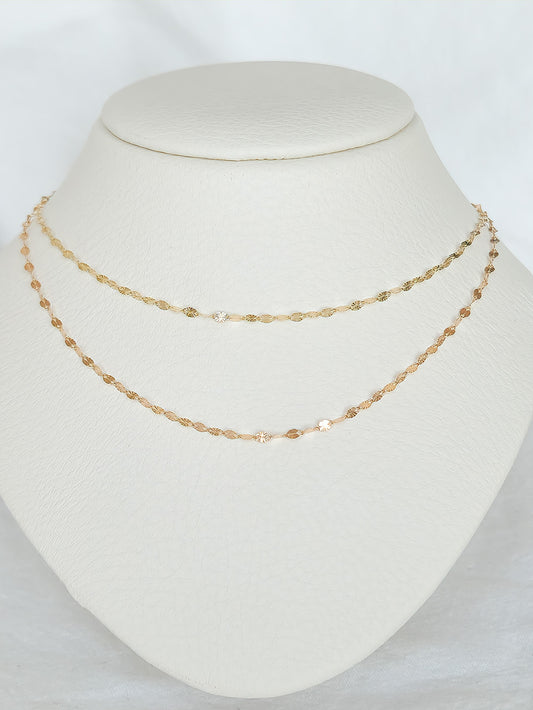 14k Delicate Rhombus-Cut Layered Necklace