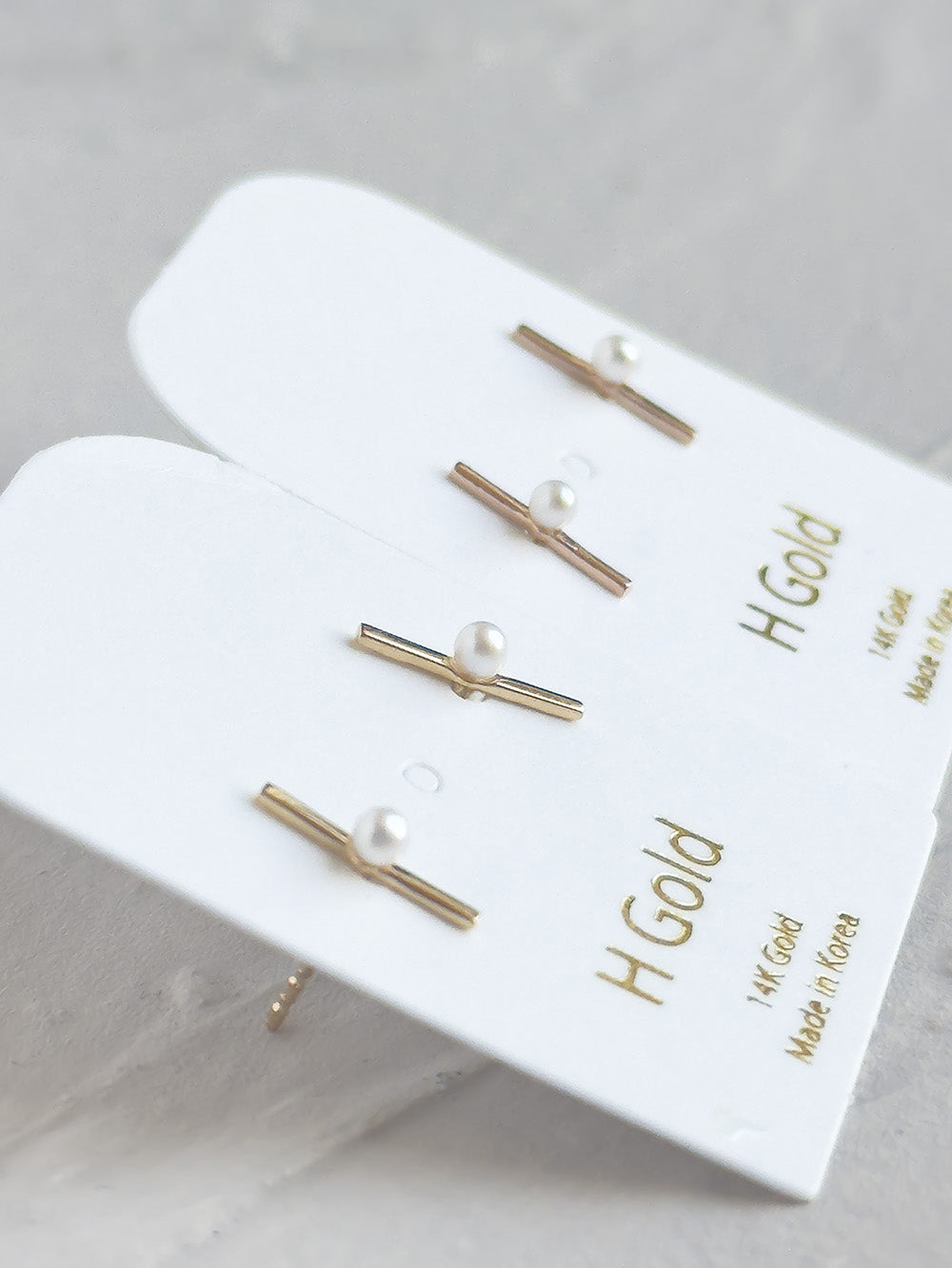 14k Pearl Bar Earrings