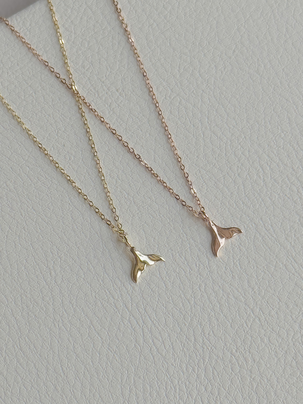 Minimalist 14k Gold Whale Tail Necklace