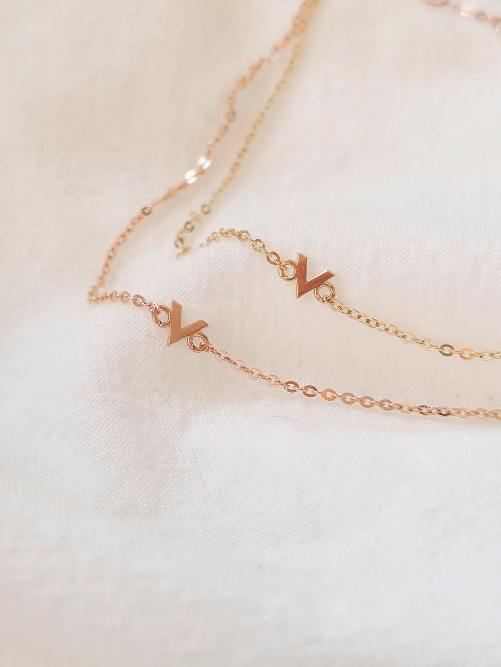 14k Gold Minimalist V Anklet