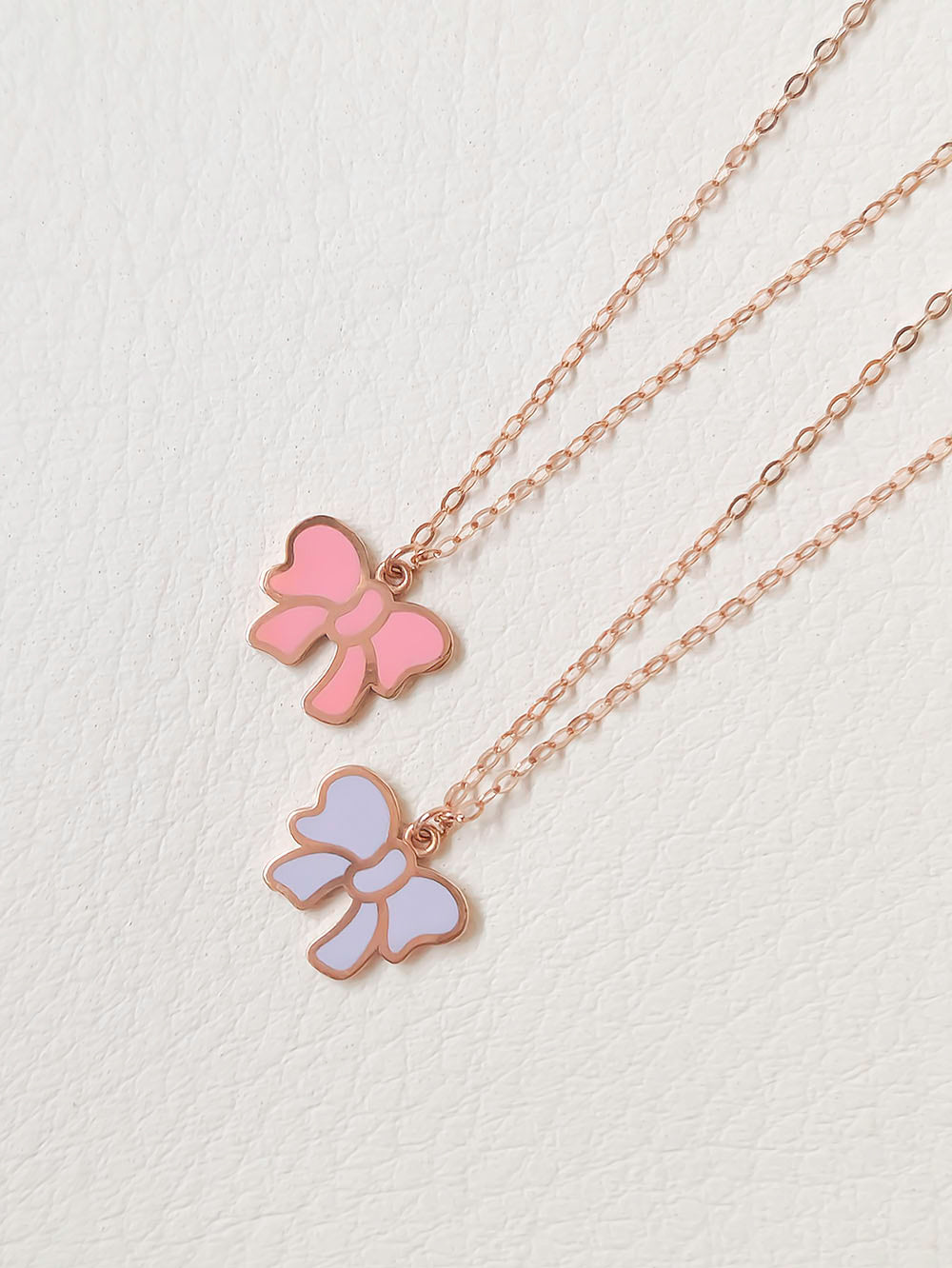 14k Rose Gold Epoxy Bow Necklace