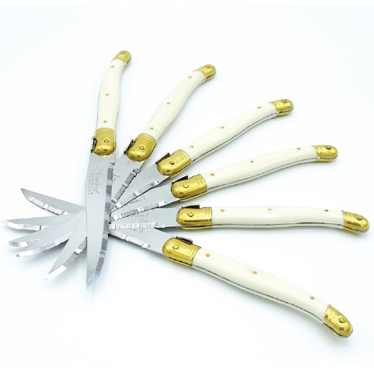 Jean Dubost 6 Steak Knives Ivory