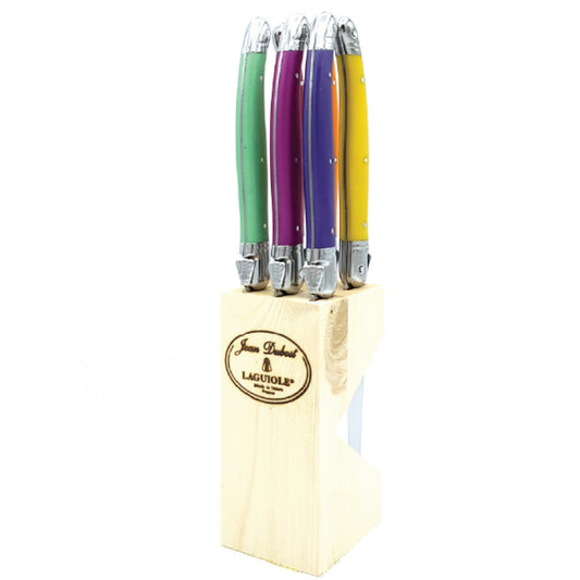 Jean Dubost 6 Steak Knives Multi-Color in Wood Block